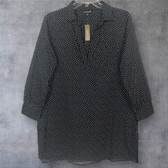 J.CREW Dresses & Skirts - J Crew Relaxed Fit Shirt Dress Womens XL‎ Black Polka Dots  100% Cotton Beach